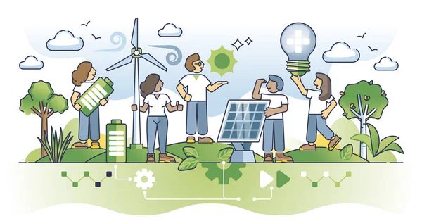 Les Énergies Renouvelables Communautaires Pour Électricité Verte Concept Directeur Soutien — Image vectorielle