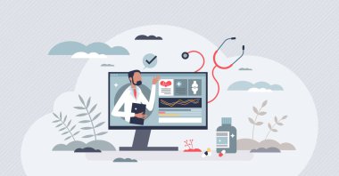 Tıbbi online sistemler olarak sağlık bilgi teknolojisi ufacık bir insan konsepti. Teşhis, kontrol, reçete ve hastalık örnekleme ile sağlık hizmetleri veritabanı için bilişim uygulaması.