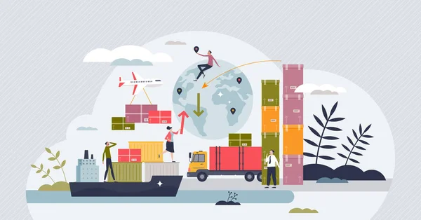 Supply Chain Management Oder Scm Als Logistik Lagerbestand Und Vertriebsplanung — Stockvektor