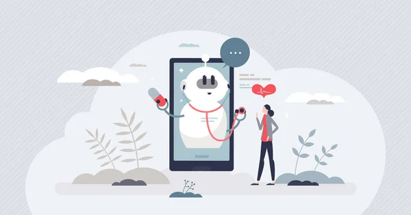 Chatbotok Egészségügyben Egészségügyi Támogatással Kisegítő Koncepcióval Digitális Orvos Betegkezelési Konzultációkkal — Stock Vector