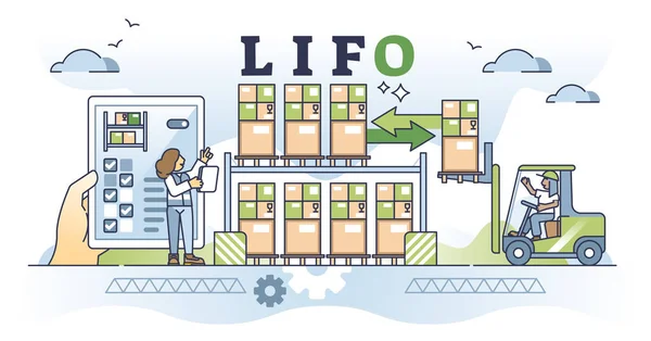 Lifo Último Concepto Esquema Del Sistema Gestión Almacenes Primer Lugar — Vector de stock