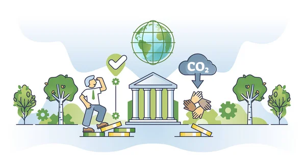 Esg企业或环境社会治理公司的概念概述 投资于未来的能源 绿色电力和可持续电力生产病媒说明 生态筹资项目 — 图库矢量图片