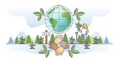Kurumsal sosyal sorumluluk, CSR sürdürülebilir iş taslağı kavramı. Adil, dürüst ve etik stratejik ve prensipli vektör illüstrasyonlu bir organizasyon yönetimi. Çevre birliği.