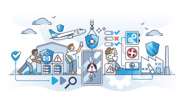 Risk azaltma ya da güvenli sistem ana hatlarıyla veri güvenliği yönetimi. Tehlike kontrolü, hacker saldırısı koruması ve tehdit önleme vektör illüstrasyonuna sahip akıllı bilgi koruması.