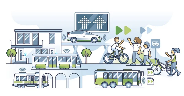 Framtiden För Transporter Med Grön Energi Det Moderna Samhället Skisserar — Stock vektor