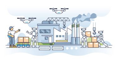Robot bilimi ve etkili teknolojik otomasyon ana hatları kavramı. Elektronik robot desteği olarak RPA süreci, çalışma vektörü illüstrasyonu için yardım ve yardım. Fütürist yapay zeka bot süreci.