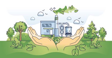 Elleriyle karbondioksit emisyonları fosil gaz anahatlarını yakalıyor. Egzoz ve fabrika sisli hava kirliliği. Üretim için yenilenebilir ve yeşil enerji kullanımı.
