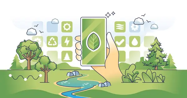 Eco App Udvikling Med Økologiske Program Design Skitsere Hænder Koncept Royaltyfrie stock-illustrationer