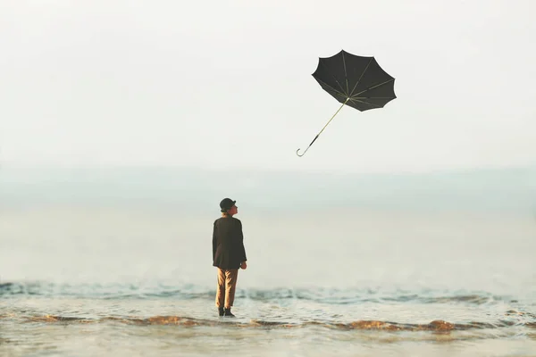 Ομπρέλα Πετούν Στον Ουρανό Τις Επιχειρήσεις Και Την Ελευθερία Έννοια — Φωτογραφία Αρχείου