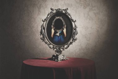 Aynalı bir kadın döngüsü, soyut bir kavram.