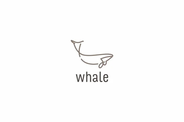 Template Logo Design Solution Whale Minimalist Sign — Stock Vector