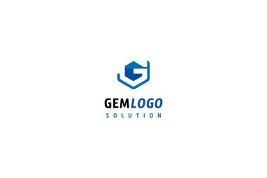 Template logo design solution with jewel (gem) and letter G included in clipart