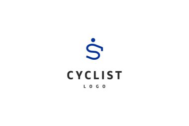 Template logo design solution for with cyclist simple image and letter S enscrypted in clipart