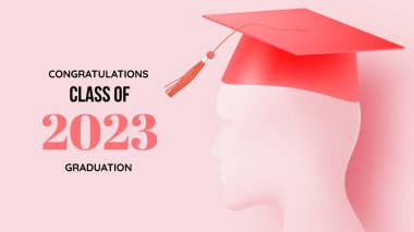 Eğitim için mezuniyet şapkası arka planı ve okul posterinin sonu veya pastel renk şeması illüstrasyonlu arkaplan kavramı