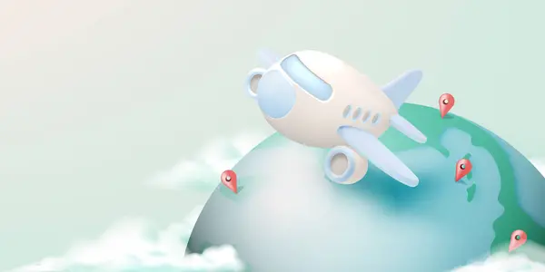Oyuncu Pastel Renkli Bir Uçak Seyahat Keşfin Neşesini Sembolize Eden Telifsiz Stok Illüstrasyonlar