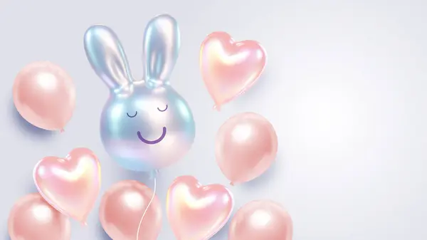Étalage Fantaisiste Lapins Ballon Brillants Dans Des Tons Pastel Doux Vecteurs De Stock Libres De Droits