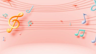 Müzik notaları, şarkı, melodi veya üç boyutlu gerçekçi vektör simgesi müzikal uygulamalar ve web siteleri arka plan çizimi için