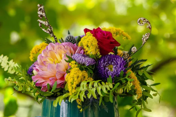 Bouquet Fleurs Automne Avec Dahlia — Photo