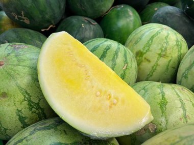 fresh fruit on display and ready for sale in the shop. Yields from fruit farmers. apples, melons, grapes, watermelon, avocados, guavas, grape. fresh fruit background ready to be used as design mockup.