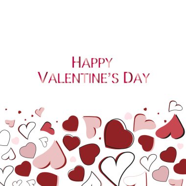 Cute doodle hearts. Happy Valentine's day banner design greeting card