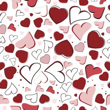Cute doodle hearts seamless background. Happy Valentine's day heart background or fabric design seamless pattern