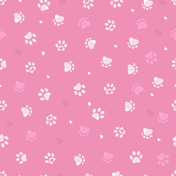 Розовая Белая Лапа Верблюда Печатает Фоне Сердечка Валентины День Сердечками — стоковый вектор