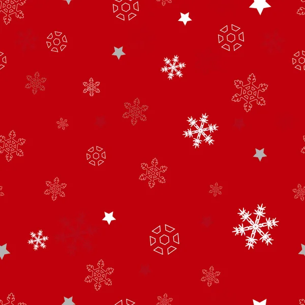 Vločky Červeným Pozadím Bezešvé Tkaniny Vzor Designu Šťastný Nový Rok — Stockový vektor