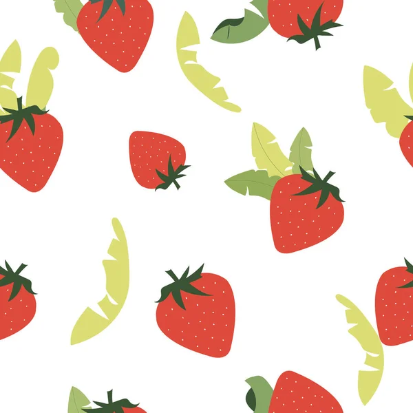 イチゴのシームレスなファブリックデザインパターン ベクターイラスト背景 — ストックベクタ