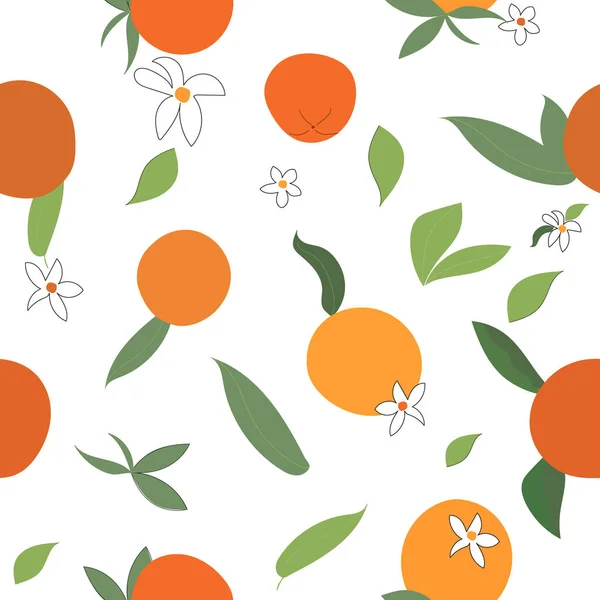 Апельсины Бесшовный Дизайн Ткани Узор Векторная Иллюстрация — стоковый вектор