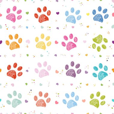 Kalpleri pürüzsüz, canlı, renkli pençe izleri. Vektör illüstrasyonu