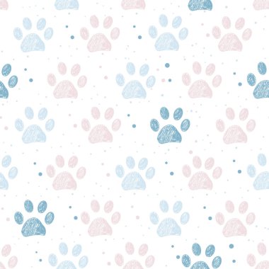 Pembe ve mavi pati izleri kusursuz kumaş dizaynı. Vektör illüstrasyonu