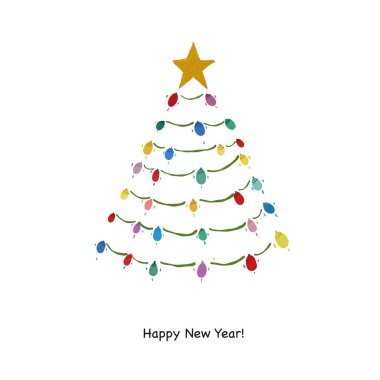 Renkli ampullü Noel ağacı. Vektör illüstrasyonu