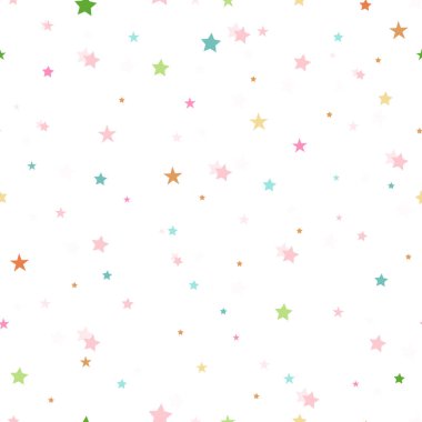 Renkli yıldızlar kusursuz desen. Vektör illüstrasyonu