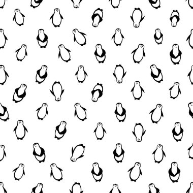 Penguen dikişsiz kumaş dizaynı. Vektör illüstrasyonu