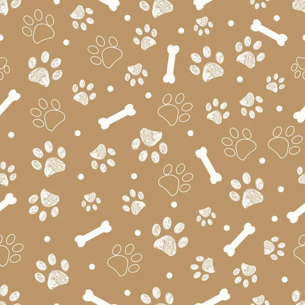 Açık kahverengi arka plan, beyaz pençe ve kemikler. Vektör illüstrasyonu