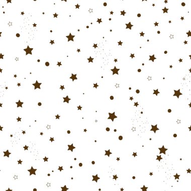 Çikolata kahverengi yıldızlar pürüzsüz desenli. Vektör illüstrasyonu
