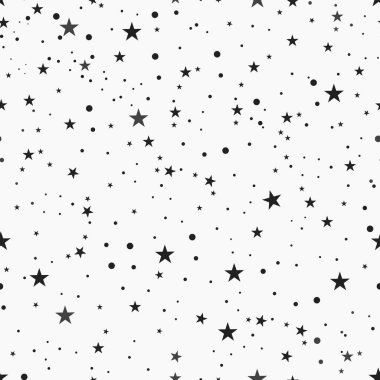 Kusursuz mat siyah antrasit yıldızları beyaz arka planda modern desende. Vektör illüstrasyonu