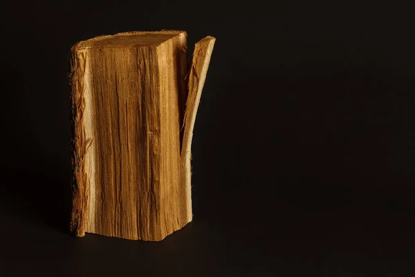 Kırık Kütükler Kesilmiş Odun Dokusu Metin Için Boşluk Olan Koyu — Stok fotoğraf