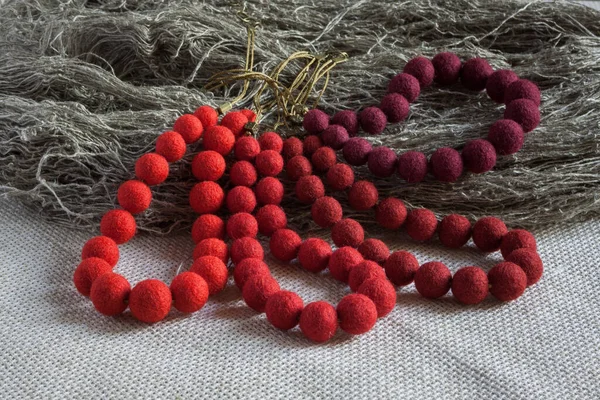 Felted Wool Necklace, Necklace with a choice of color, made out of wool.