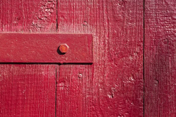 Painted Door Hinges Garage Door Old Wooden Boards Background Close — Stock Photo, Image