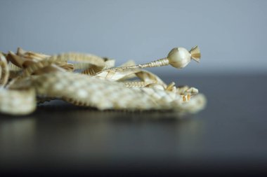 Saman süslemesi. Çiçekli dal. Dekorasyon. Parça. Küçük alan derinliği