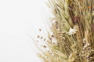 Didukh. Parça yakın çekim. Ukrayna Noel süsü ve geleneksel sembol. Farklı mısır gevreği ve çiçeklerden yapılmış. Geçmişi. Boşluğu kopyala