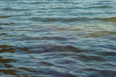 Dalgalar ve parıltılar suyun yüzeyinde. Sığ. Göl. Arkaplan
