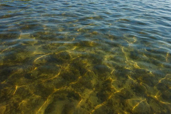 Ondas Brilho Superfície Água Superficial Lago Contexto — Fotografia de Stock