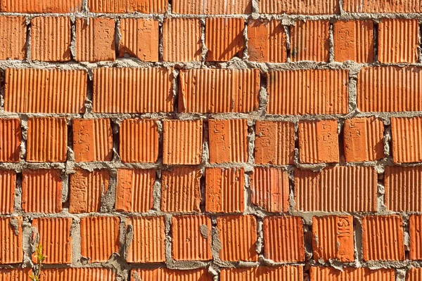 Oranžová Cihlová Zeď Detailní Záběr Textura — Stock fotografie