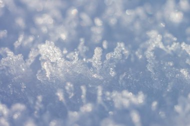 Soyut kış geçmişi. Kar taneleri ve kar kristalleri. Alanın küçük derinliği.