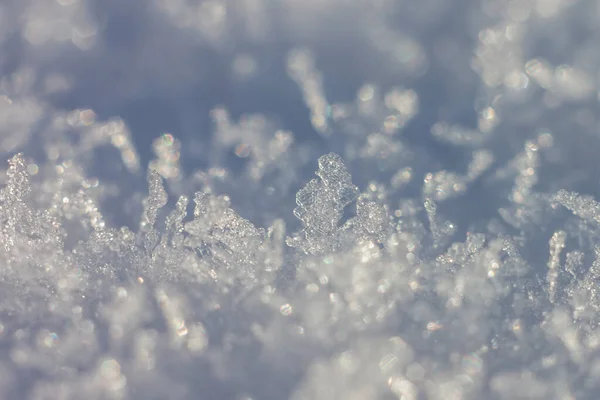 Streszczenie Tła Zimy Płatki Śniegu Kryształy Śniegu Mała Głębokość Pola — Zdjęcie stockowe