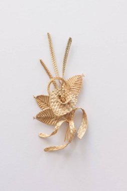 Beyaz arka planda saman süslemesi. Çiçekli dal. Dekor