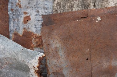 Pas, metal yüzey. Geçmişi. Yakın plan.