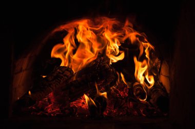 Alevli fırın. Yakın plan, Arkaplan